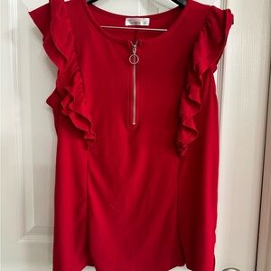 89th & Madison red sleeveless top ruffle sleeves